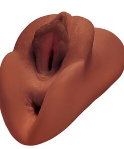 PDX PLUS - PERFECT PUSSY DOUBLE STROKER VAGINA AND ANUS MASTURBATOR BROWN