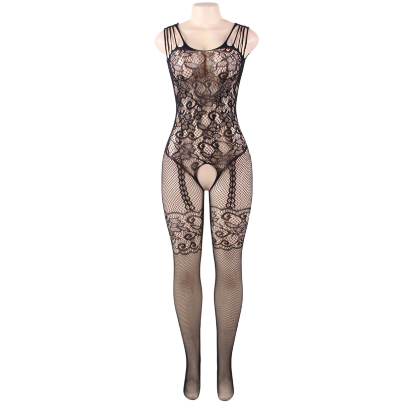 QUEEN LINGERIE - BODYSTOCKING WITH FLOWER OPENING S/L - Bild 5