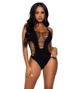 LEG AVENUE - BODY TANGA RACERBACK TALLA UNICA - NEGRO