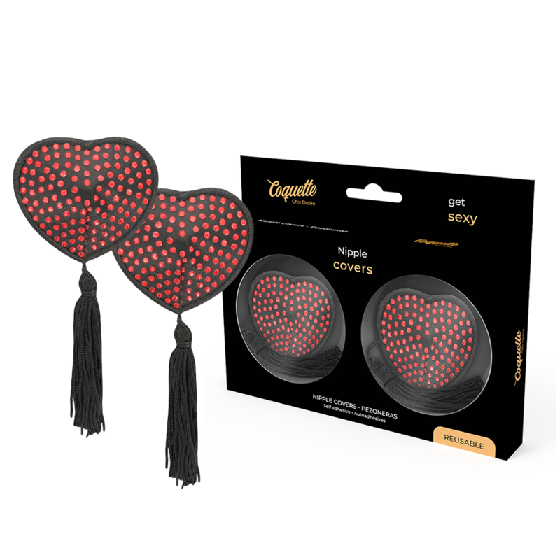COQUETTE CHIC DESIRE - NIPPLE COVERS HEART BLACK / RED - Bild 2