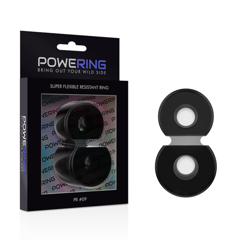 POWERING - SUPER FLEXIBLE AND RESISTANT DOUBLE PENIS RING PR09 BLACK - Bild 2