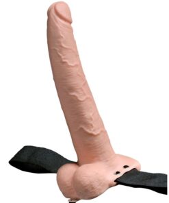 FETISH FANTASY SERIES - ADJUSTABLE HARNESS REALISTIC PENIS WITH BALLS RECHARGEABLE AND VIBRATOR 23 CM