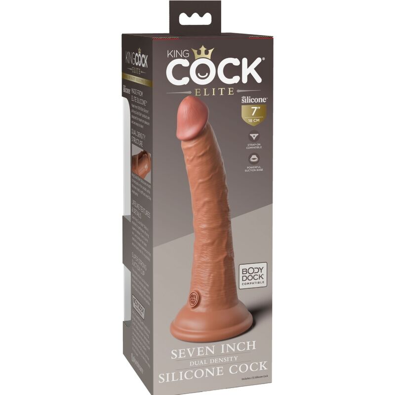 KING COCK - ELITE REALISTIC SILICONE DILDO 17.8 CM CARAMEL - Bild 5
