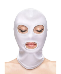 NS NOVELTIES - FETISH  FASHION EYES AND MOUTH HOOD NYLON WHITE