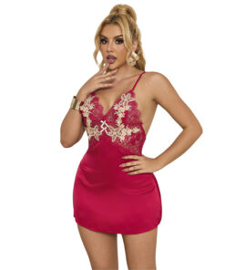 SUBBLIME - 954123 BABYDOLL WITH RED FLORAL DESIGN S/M