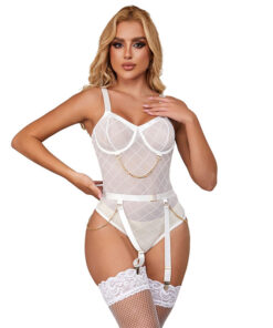 SUBBLIME - 954291 BODY WITH CHAINS + GARTER BELT WHITE L/XL
