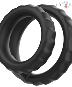 INTENSE - DEWEY DOUBLE SILICONE PENIS RING BLACK MODEL 2