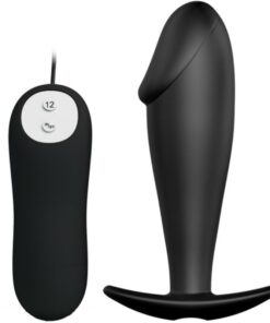 PRETTY LOVE - SILICONE ANAL PLUG PENIS FORM AND 12 VIBRATION MODES BLACK