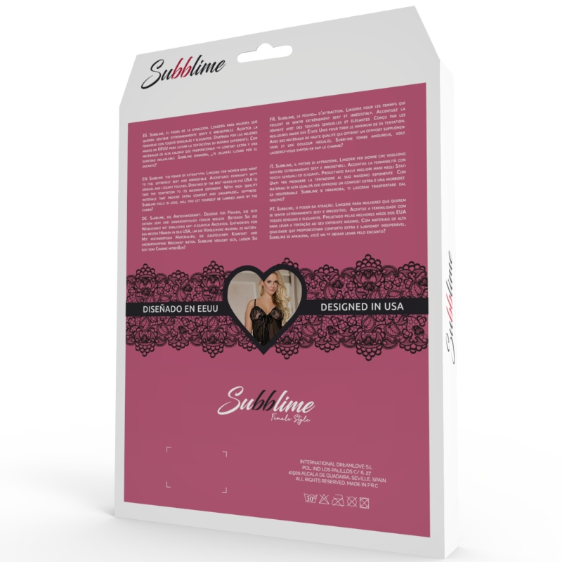 SUBBLIME - TEDDY ENCAJE FLORAL Y CON FLECOS NEGRO S/M - Bild 5