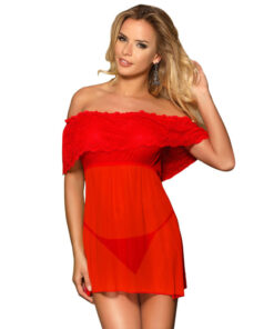 SUBBLIME DRESSES - VESTIDO CORTO + TANGA ROJO L/XL