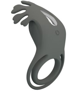 PRETTY LOVE - RUBEN DOUBLE VIBRATING RING WITH STIMULATOR GRAY