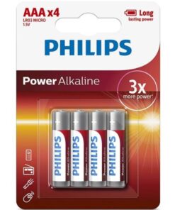 PHILIPS - POWER ALKALINE AAA BATTERY LR03 BLISTER*4