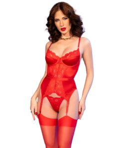 CHILIROSE - CR 4845 CORSET Y MEDIAS ROJO S
