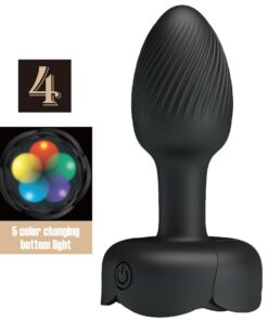 PRETTY LOVE - OLMAN ANAL PLUG WITH  LED LIGHT BLACK 8.8 CM