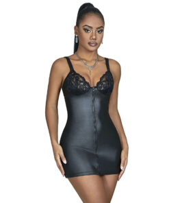 SUBBLIME - 957568 VESTIDO DE CUERO CON CREMALLERA NEGRO S/M