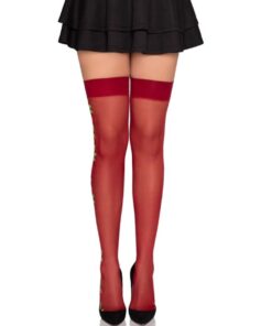 LEG AVENUE - 1957 GARTER BELT STOCKINGS WITH RED FLOWERS - ONE SIZE