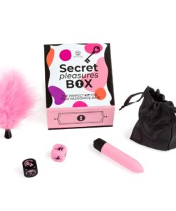 SECRET PLAY - PLEASURES BOX FOR COUPLES: DICE + VIBRATING BULLET + FEATHER PEN