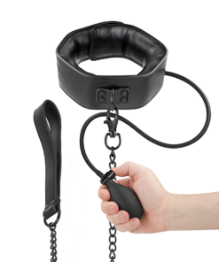 FETISH SUBMISSIVE BONDAGE - INFLATABLE STRANGLING COLLAR WITH CHAIN
