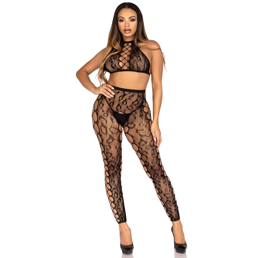 LEG AVENUE - 89372 CROP TOP CROTCHLESS TIGHTS BLACK - ONE SIZE - Bild 4