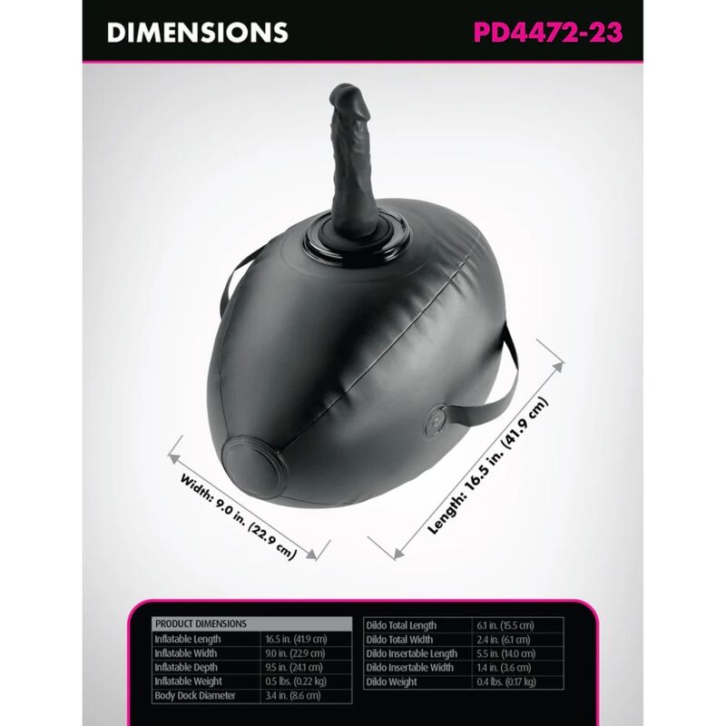 FETISH FANTASY SERIES - BODY DOCK INFLATABLE LOVE BALL WITH DILDO BLACK 41.9 CM - Bild 5